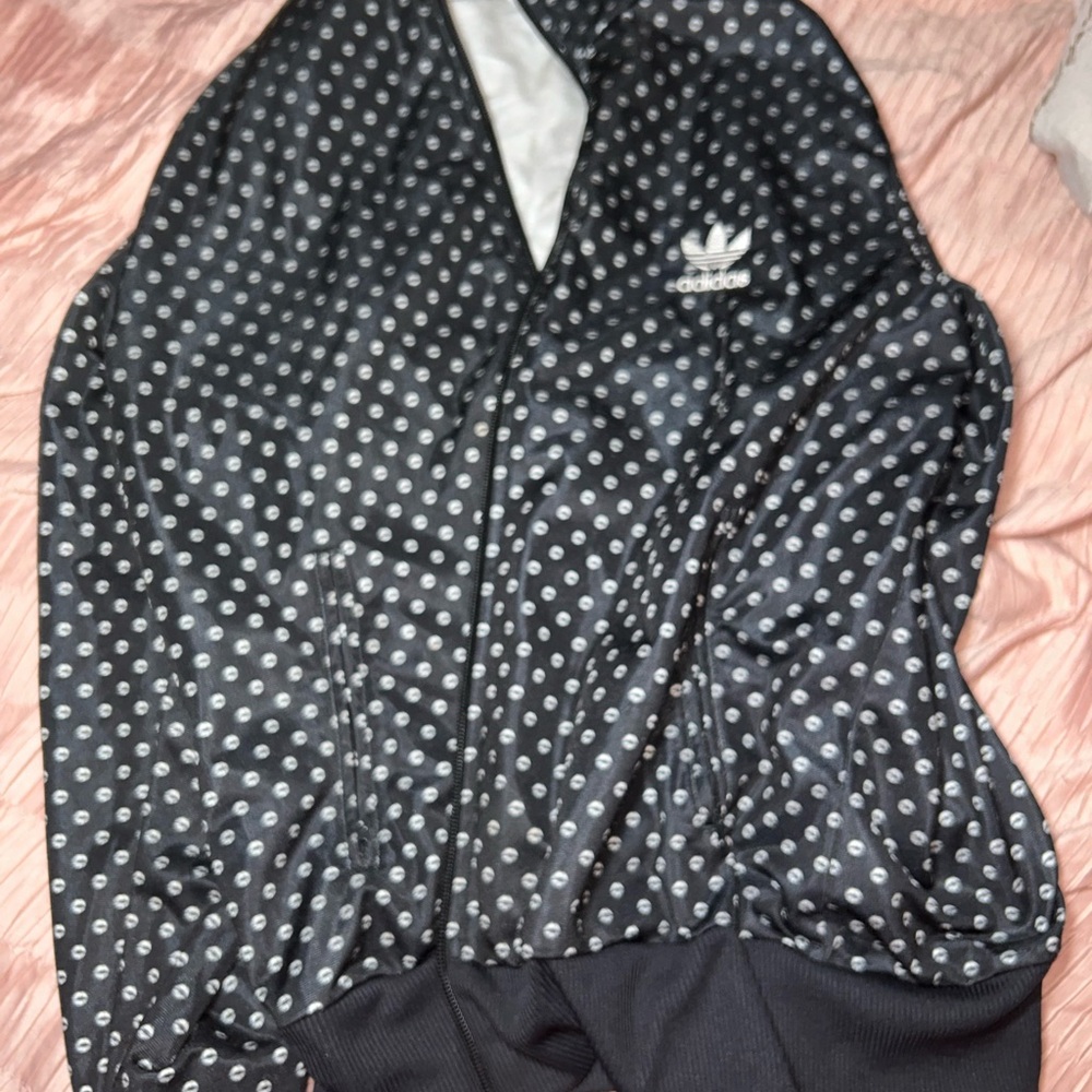 Adidas Black and White Jacket with small white kisses